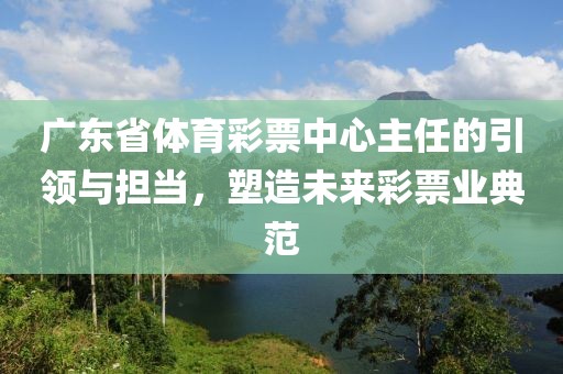 广东省体育彩票中心主任的引领与担当，塑造未来彩票业典范